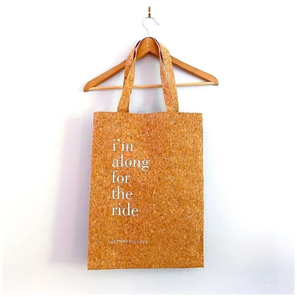 Anthropologie cork shimmer tote bag
